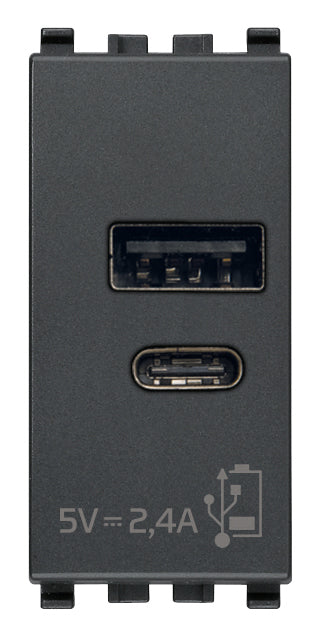 Eikon: A+C-USB Supply Unit, 5V, 2.4A, 1 Module, Grey