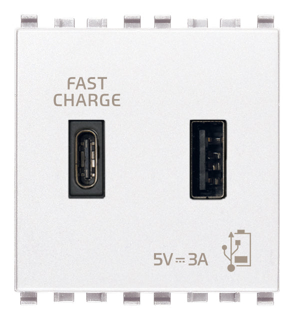 Eikon: A+C-USB Supply Unit, 5V 3A, 2 Module, White