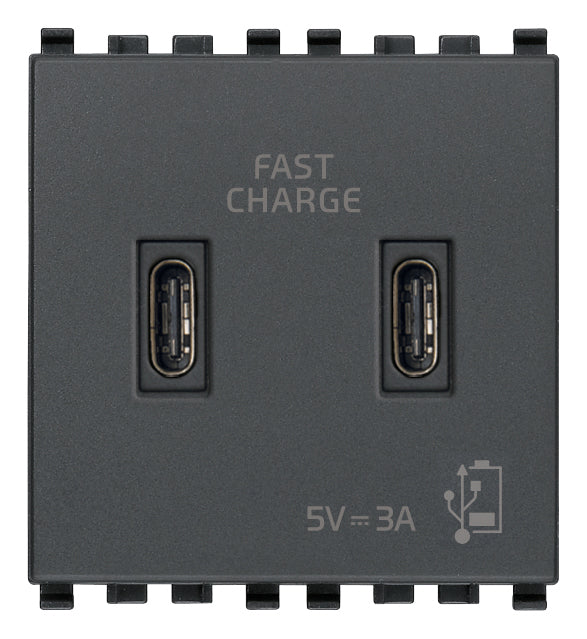 Eikon: C+C-USB Supply Unit, 5V 3A, 2 Module, Grey