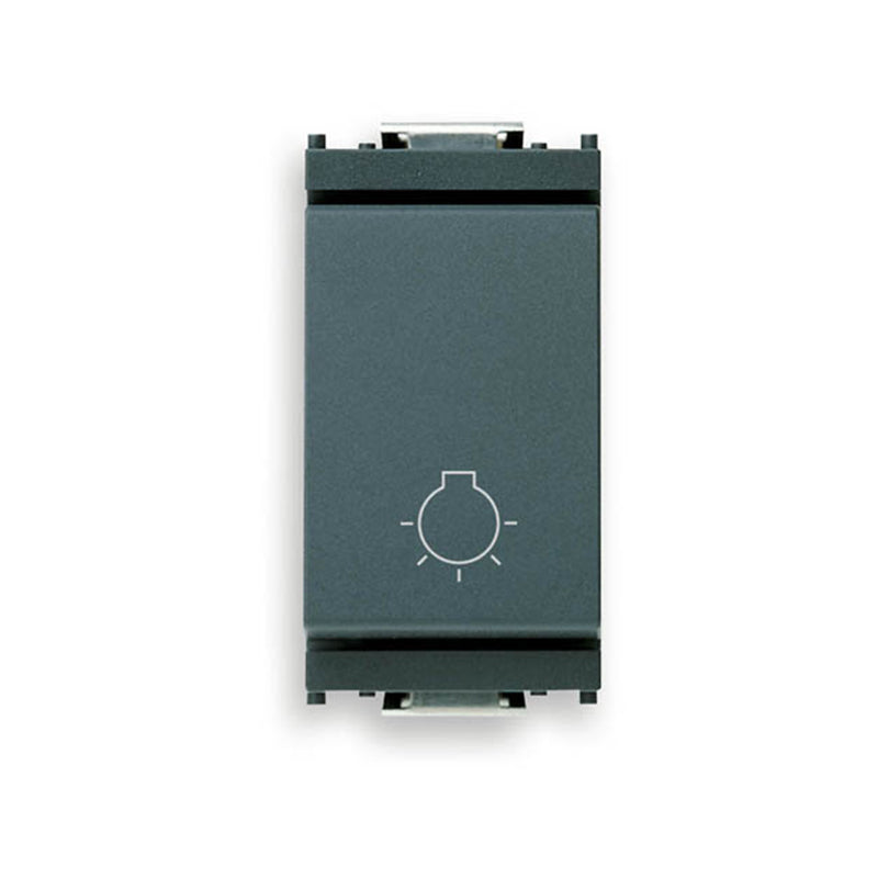 Idea 1-Way Switch, 1P/1T, 16 AX for PFC Loads 250V, Grey with Symbol 10 (Lightbulb)