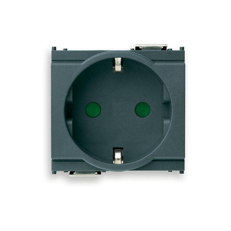 Idea Outlet, German, 2P+E, 16A/250V 2 Modules, SICURY, Grey