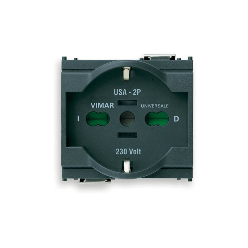 Idea Outlet, Italian/German/USA, 2P+E, 16A/250V 2 Modules, SICURY, Grey
