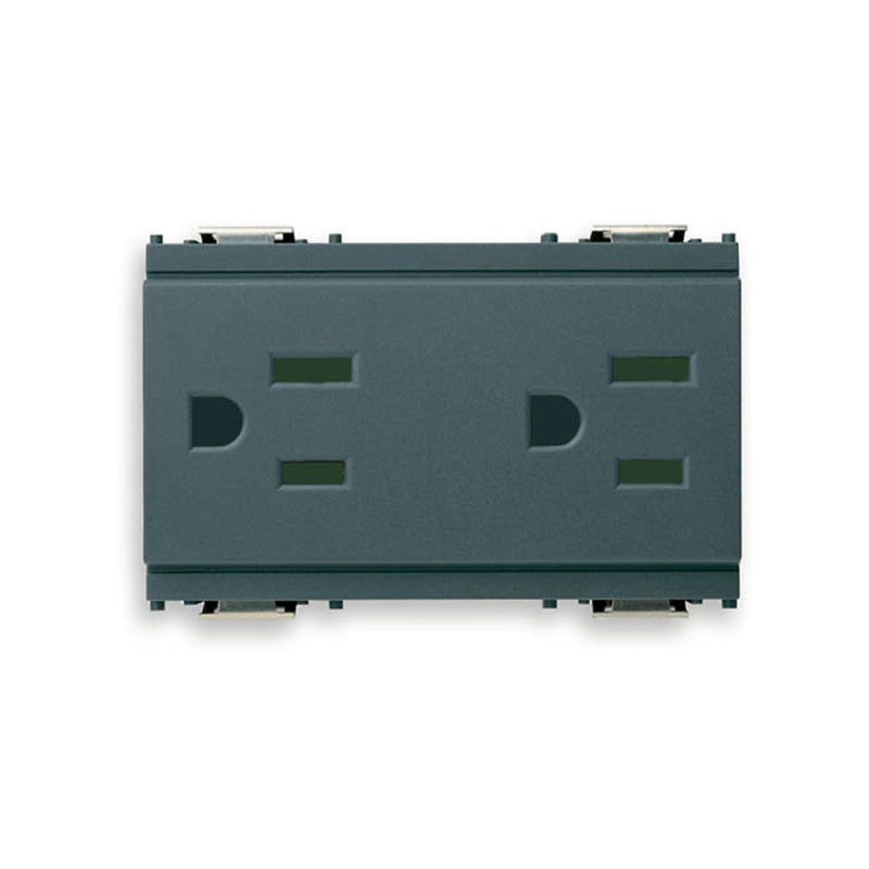 Idea Outlet, USA/Arabian, Duplex, 2P+E, 15A/127V 3 Modules, SICURY, Grey