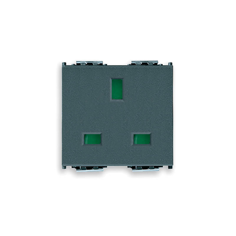 Idea Outlet, British, 2P+E, 13A/250V, 2 Modules SICURY, Grey