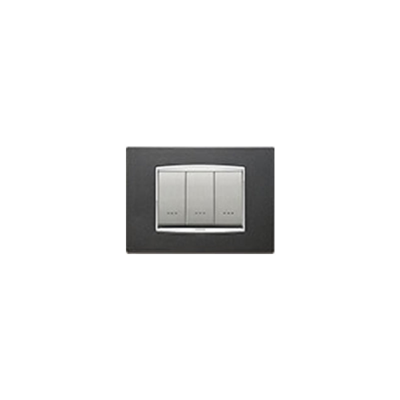 Eikon-Chrome Square Cover Plate, Matte Anthracite C15, Die-Cast Metal, 3 Module