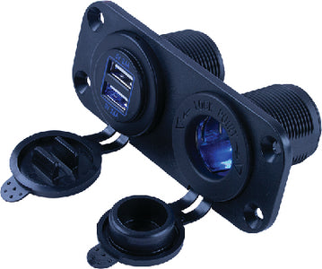 DOUBLE USB & POWER SOCKET PANEL (SEA-DOG)