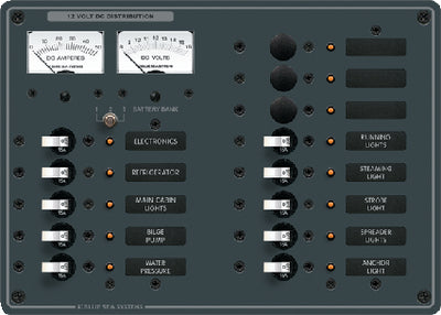 DC 13 POSITION / VOLTMETER/AMMETER CIRCUIT PANEL (BLUE SEA SYSTEMS)
