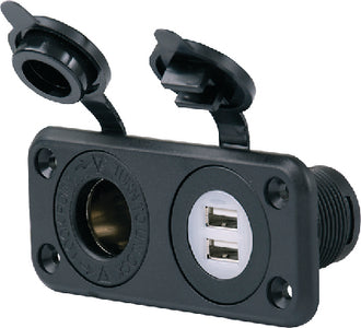 DELUXE DUAL USB CHARGER & 12V RECEPTACLE (PARKPOWERLOGO)