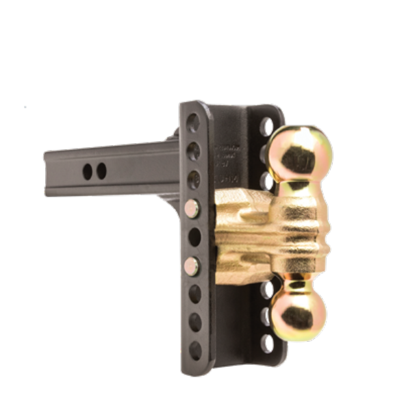 ADJ. BALL MOUNT, 2" RCVR, 6" DROP/RISE, 2" & 2-5/16" BALL, 14K