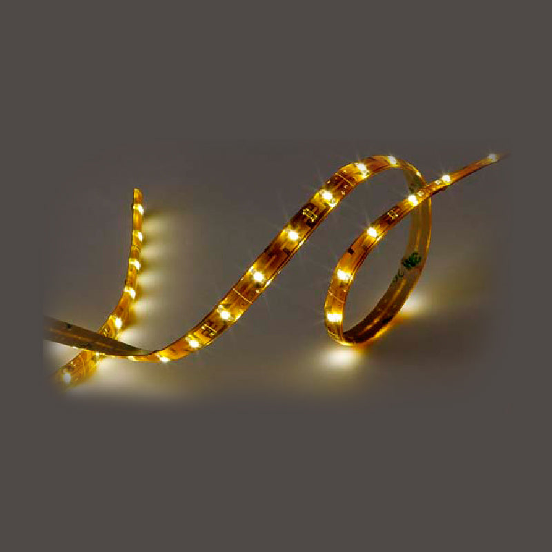 Flexible LED Strip Tape, Standard Output, 12V Warm White, 4' Length, Wire Leads, IP65