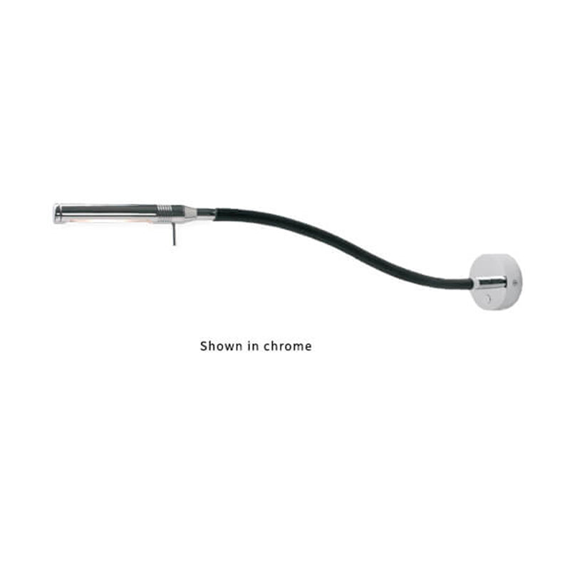 Rugen Table-Mount Reading Light, Matte Chrome w Leather, w/Switch & Dimmer, WW/Red, 500MM