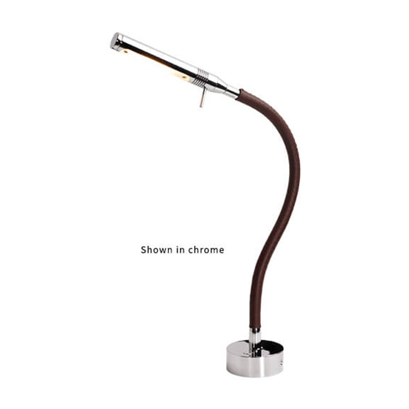 Rugen Table-Mount Reading Light, Gold w/Brown Leather, Includes Switch & Dimmer, WW/Red, 500MM