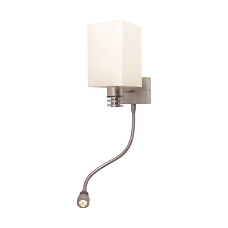 Jana-Flex LED Wall/Reading Light, Matte Chrome, White Shade, Built-in Dimmer & USB, 10-30VDC