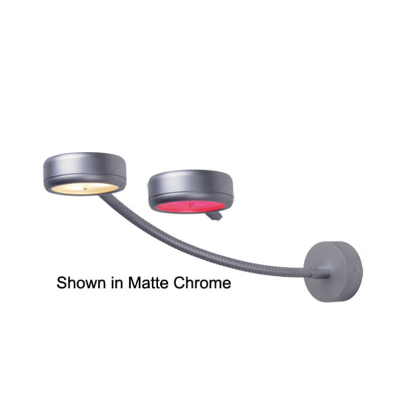 Kassel, Flex Arm Chart Light with Dimmer Matte Chrome, Warm White/Red, 10-30VDC