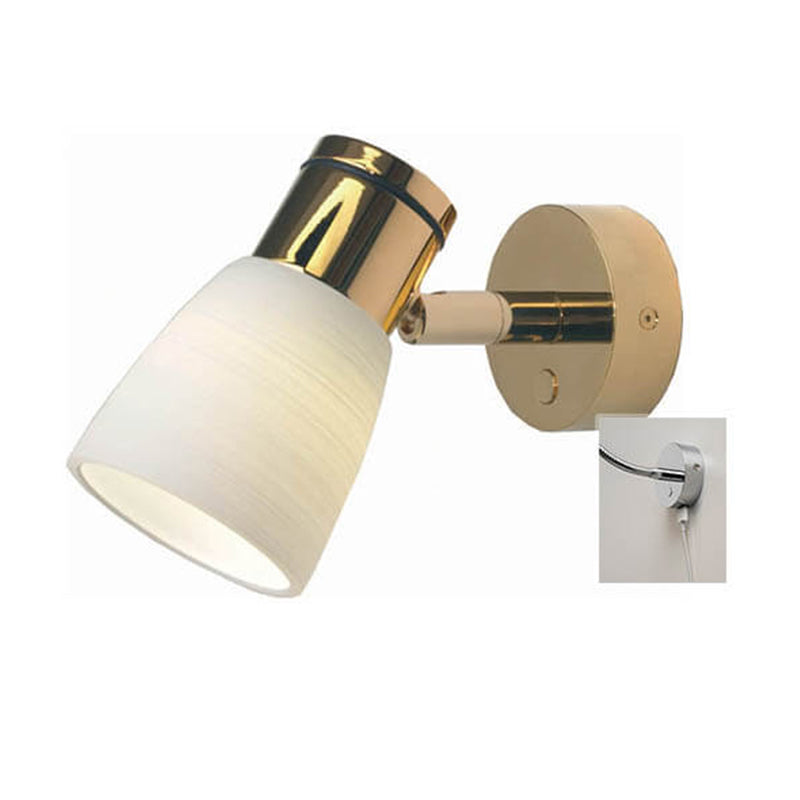Munich, Gold w/White Glass Shade & USB, Dimmer, Warm