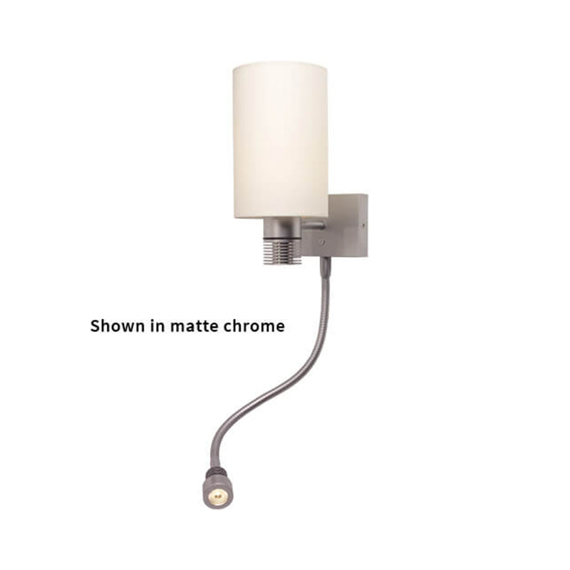 Nova-Flex LED Wall/Reading Light, Chrome White Shade, Built-in Dimmer, 10-30VDC