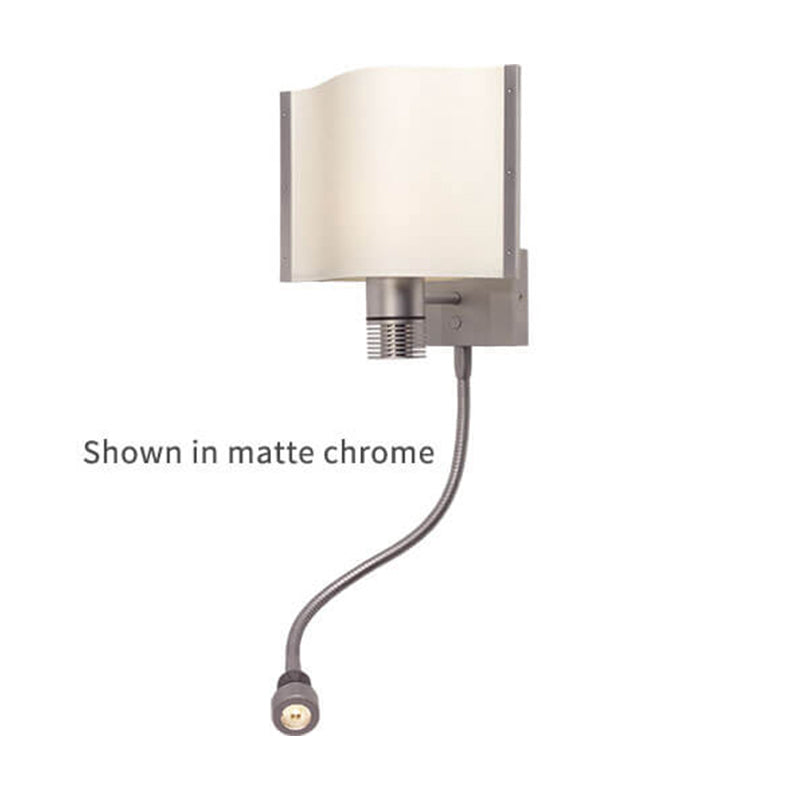 Rostock-Flex LED Wall/Reading Light, Gold, White Shade, Built-in Dimmer, 10-30VDC, Warm White