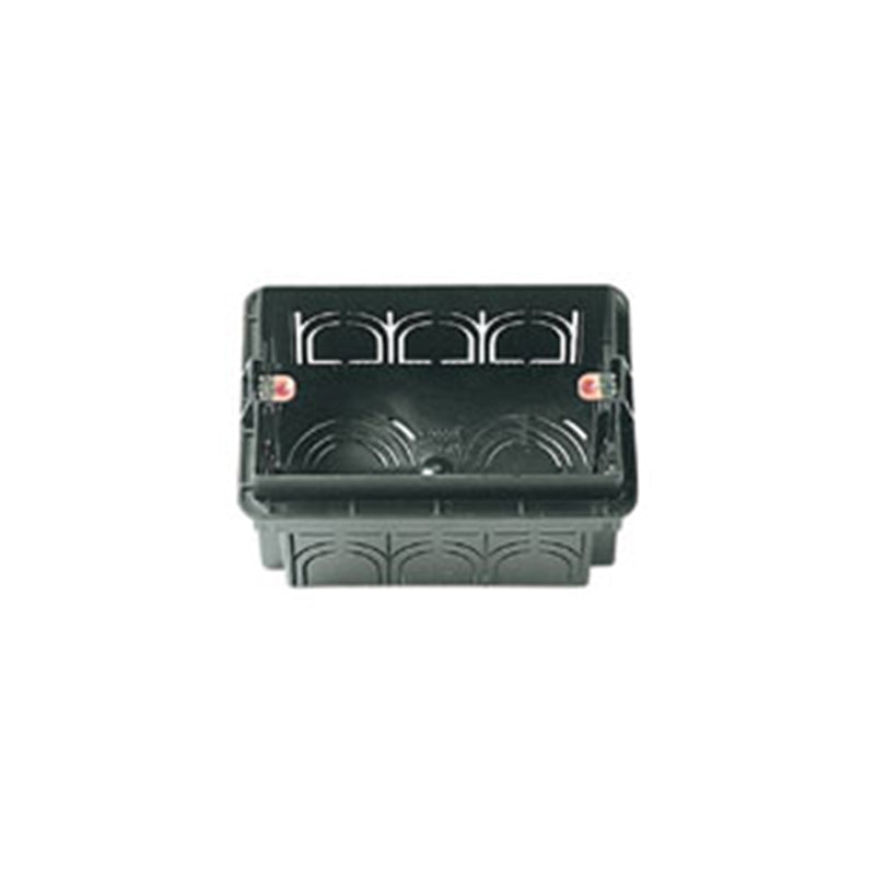 3-Module Flush Mounting Box for Masonry Walls Black