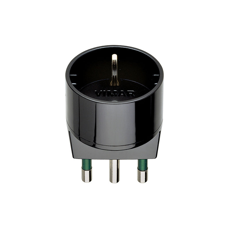 Sicury Socket Adapter, Italian S17 to Italian P30 (w/Ground), 2P+E, 16A, 250V/1500W, Black