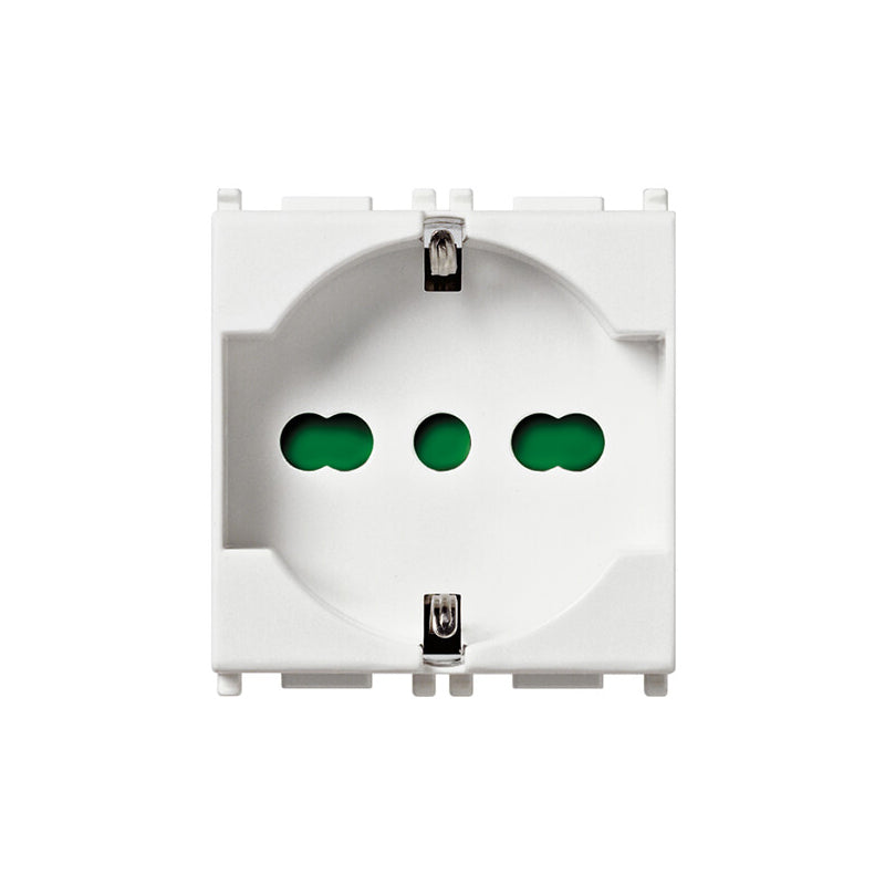 OUTLET: ITALIAN/GERMN, 2P+E 16A, 250V, WHITE, PLANA
