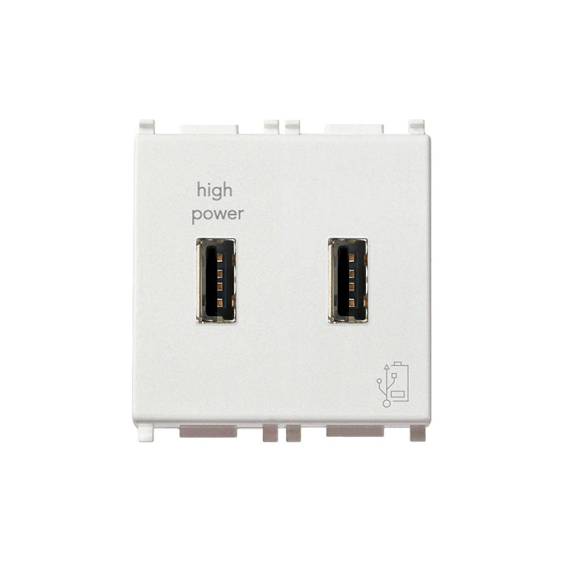 Power Supply : 2XUSB, 2.1A, 120/230-5V,2M, White, Plana
