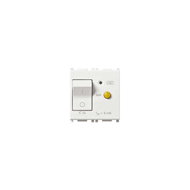 Plana RCBO, 1P+N, 16A, 120-230V, 6mA 50-60Hz, 2 Module, White