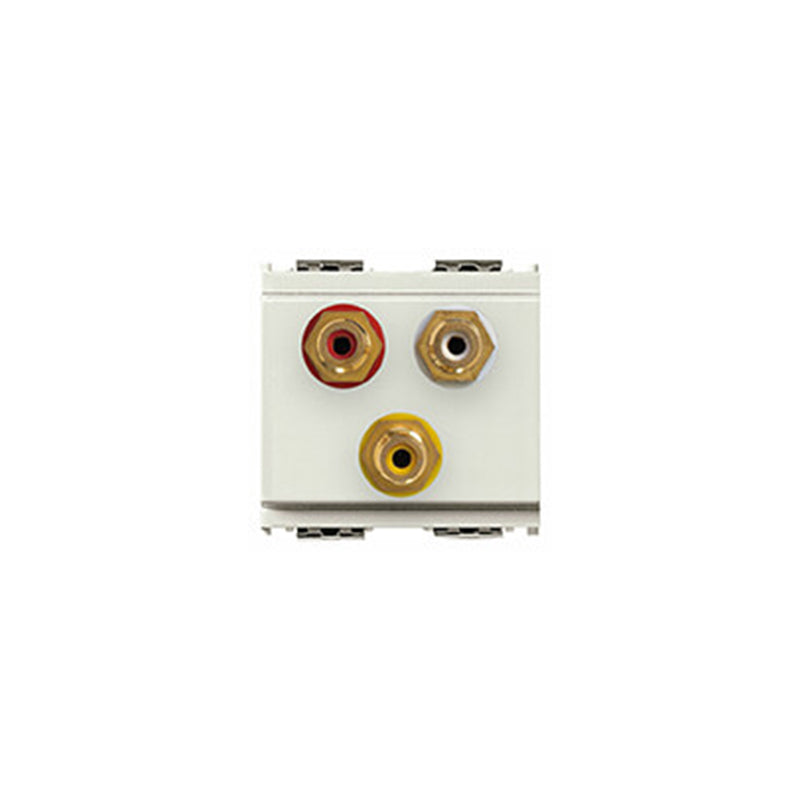 Connector: 3 RCA Jacks (Red/White/Yellow), 2 Module, White, Idea Series