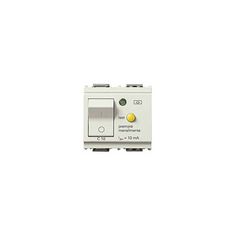 RCBO: 1P+N, 10A, 120-230V,10mA RES, 50-60Hz, 2M, WHITE, IDEA