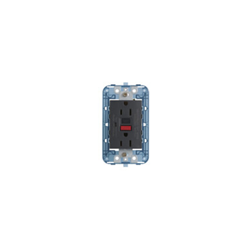 Outlet: USA Duplex GFCI, 2P+E, 15A, 125V, 3 Module with Grid, Grey, Arke