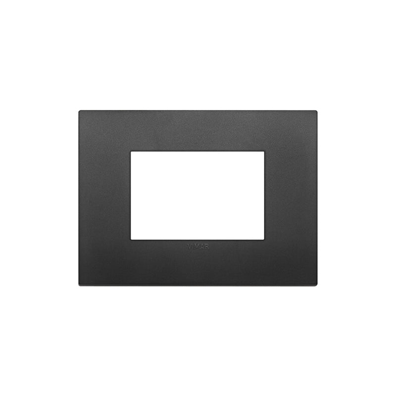 Cover Plate, Technopolymer, Black, 3 Module, Square, Arke Series