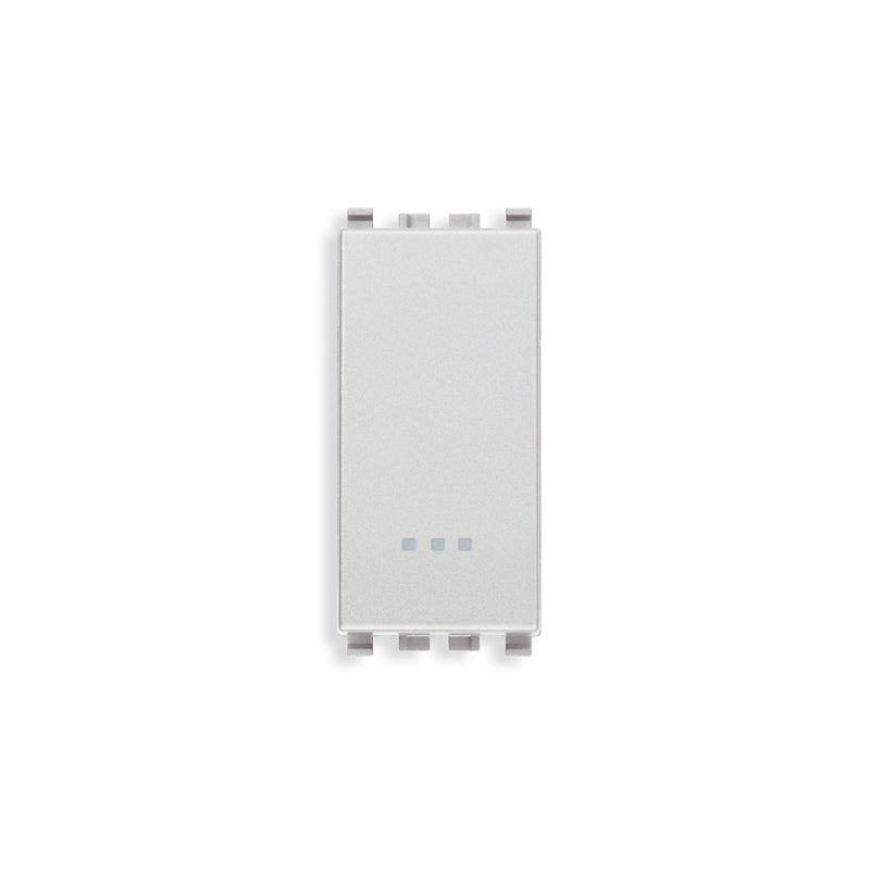 Eikon Momentary Switch, 1P/1T, (NO), 10A-250V Illuminable, 1 Module, Next (Silver)