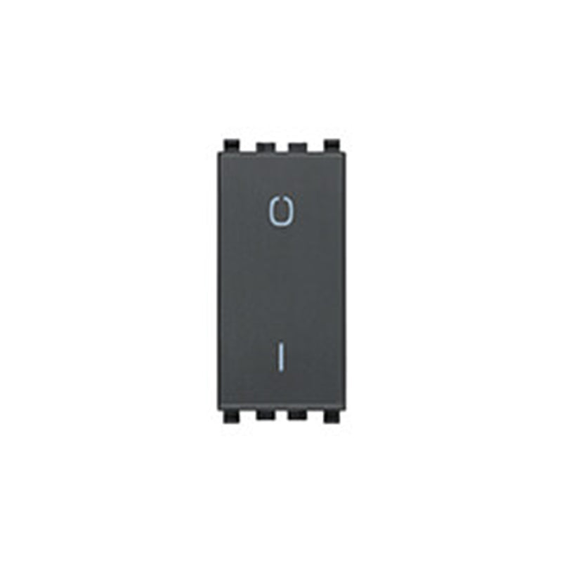 Eikon 1-Way Switch, 2P/1T, 16A-250V Illuminable, 1 Module, Grey