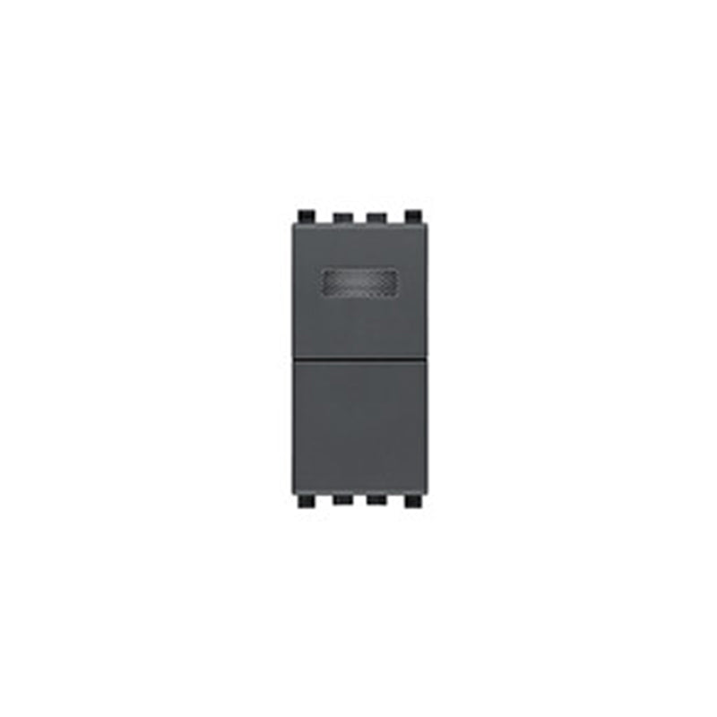 Eikon Momentary Switch w/Indicator Light, 1P (NO), 10A, Grey with White Diffuser, Requires LED Bulb