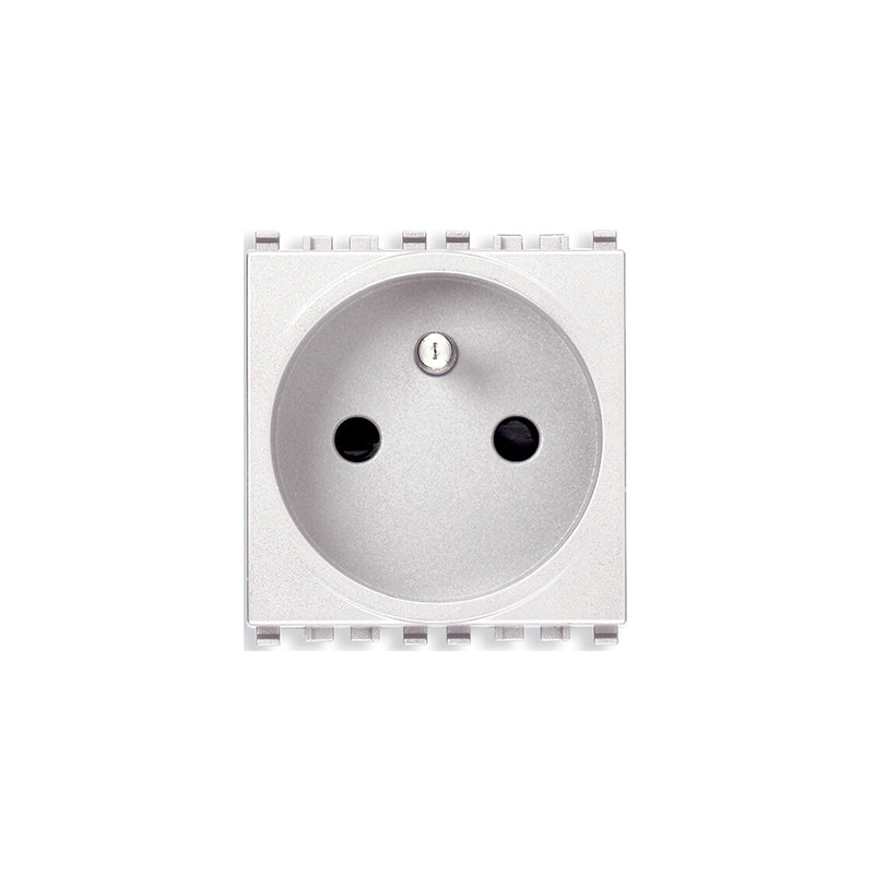 Eikon French Outlet, 2P+E, 16A-250V, SICURY 2 Module w/Cover, White