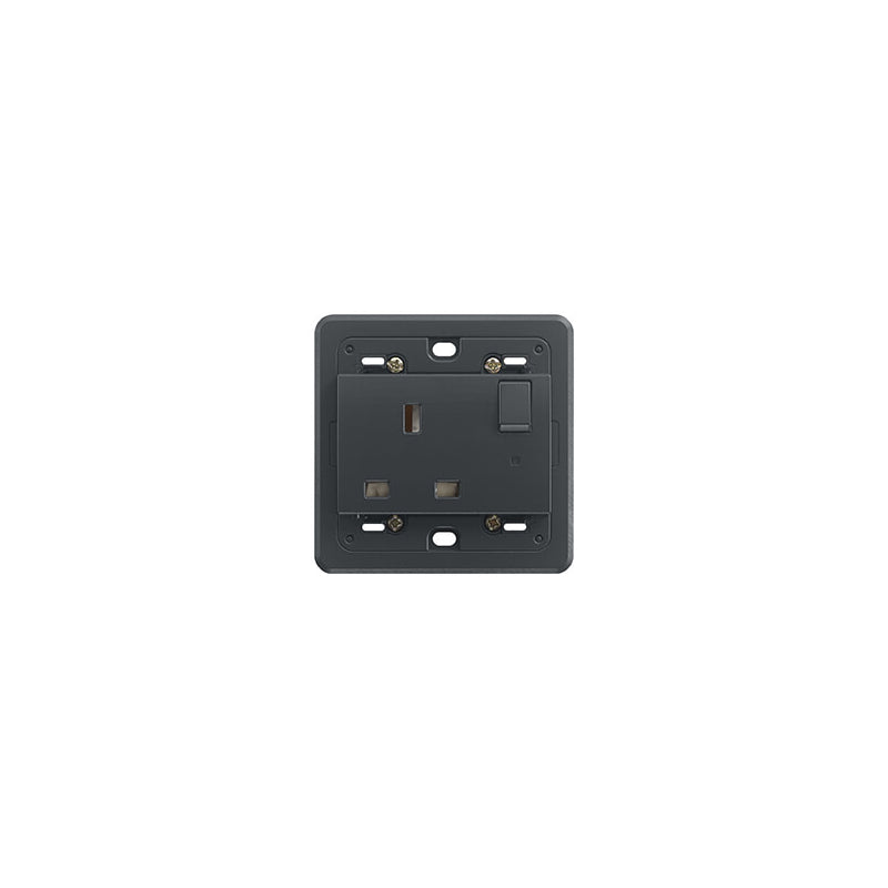Eikon British Outlet w/Switch, 2P+E, 13A-250V 2 Module w/Frame, Grey