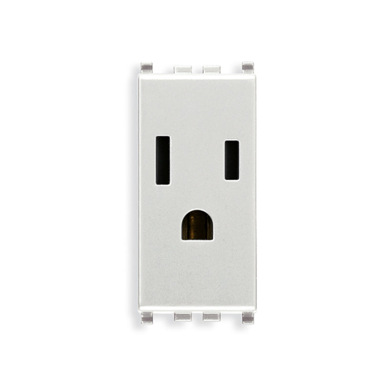 Eikon USA/Arabian Outlet, 2P+E, 15A-127V SICURY, 1 Module, Next (Silver)