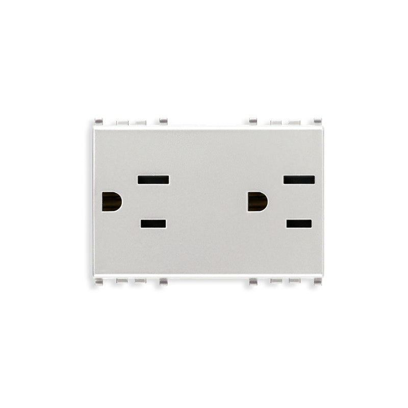 Eikon USA/Arabian Duplex Outlet, 2P+E, 15A-127V SICURY, 3 Modules Next (Silver)