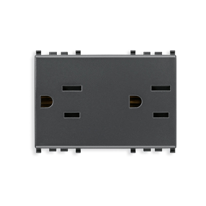 Eikon USA/Arabian Duplex Outlet, 2P+E, 15A-127V SICURY, 3 Modules, Grey