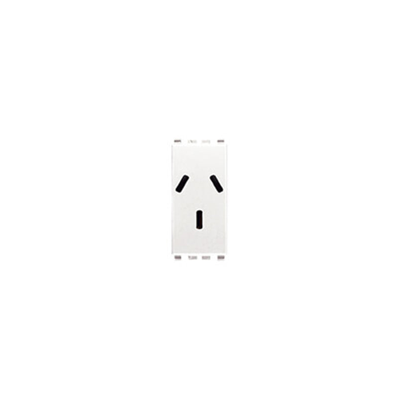 Eikon Argentinian Outlet, 2P+E, 10A-250V, SICURY 1M, White,*Surcharge may apply if buying < 21