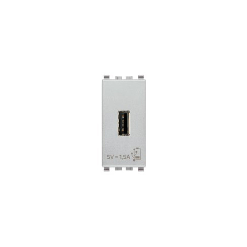 Eikon High Power USB Outlet 120/230VAC, 1 Module, Next (Silver)