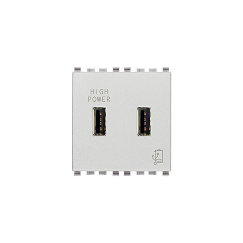 Eikon 2 X USB High Power Charge Port for Tablets, 120-230V-5V/2.1A, 2 Module, Next