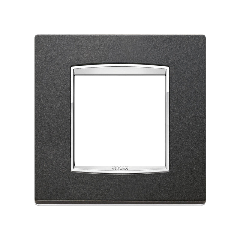 Plate: Bright Metal, Matte Anthracite 2M, Square, Eikon Chrome