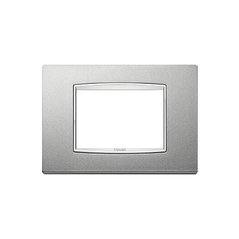 Eikon Square Cover Plate, Bright Matte Silver Die-Cast Metal, 3 Module