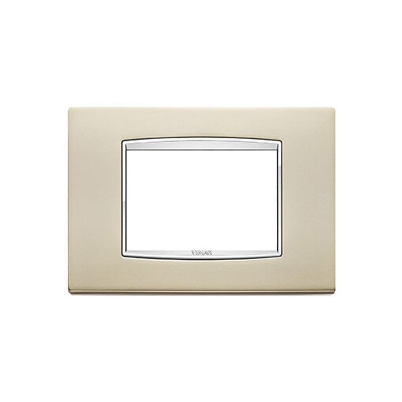 Eikon-Chrome Square Cover Plate, Galvanized Satin Nickel, Die-Cast, Chrome Inner Frame, 3 Module