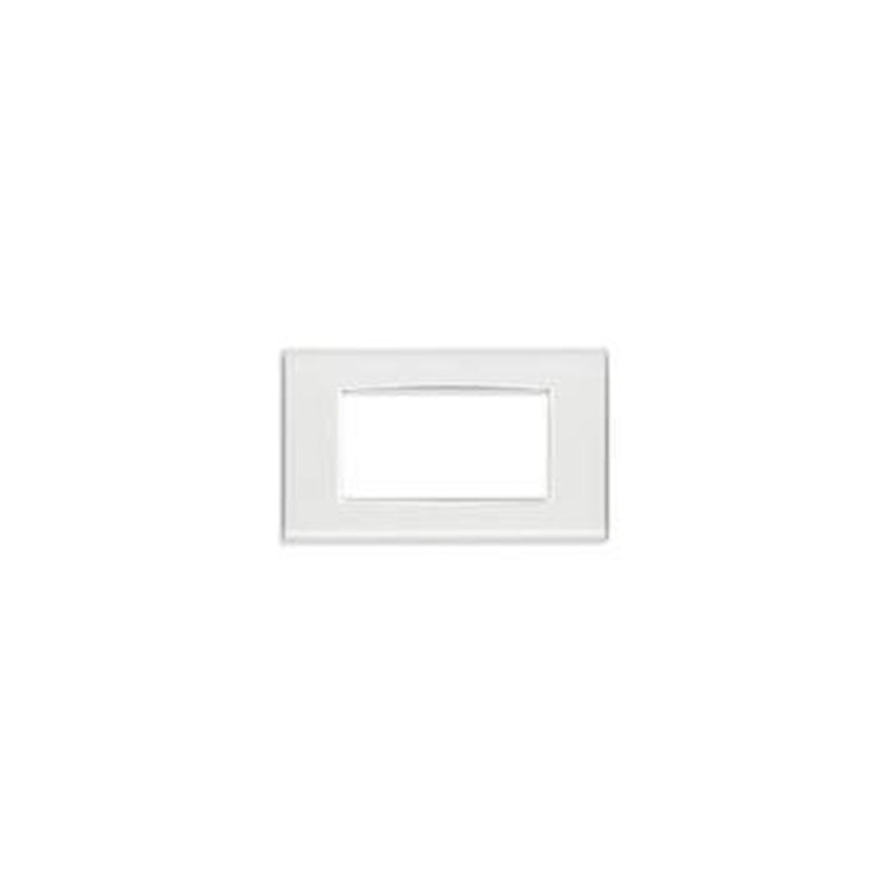 Eikon Square Cover Plate, Ice Technopolymer, White Inner Frame, 4 Module