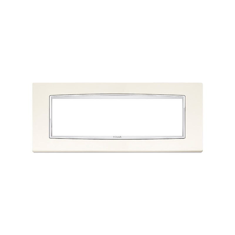 Eikon-Chrome Square Cover Plate, Arctic White 01 Die-Cast Metal, 7 modules