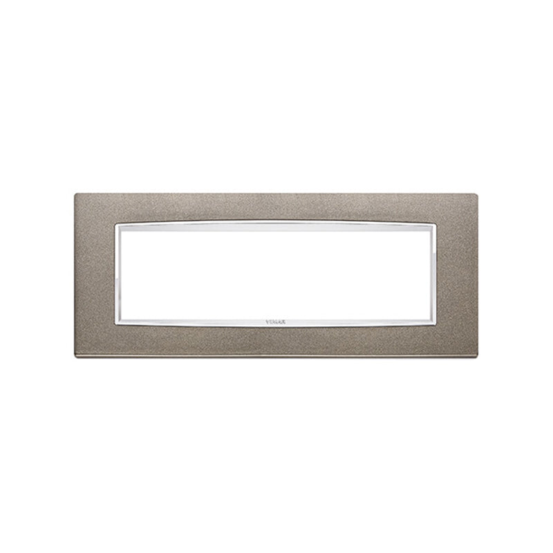 Eikon-Chrome Square Cover Plate, Bright Titanium 08, Die-cast Metal, 7 Modules