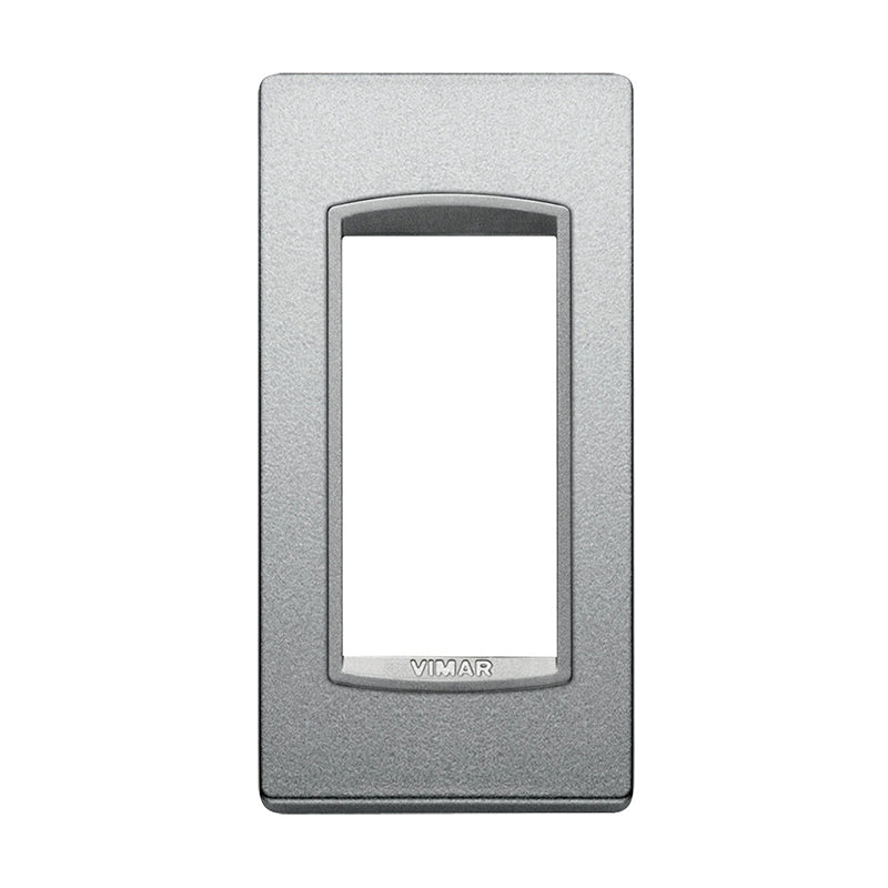 Eikon-Total Look Square Cover Plate, Matte Silver Next Inner Frame, Die-Cast Metal, 1 Module Panel