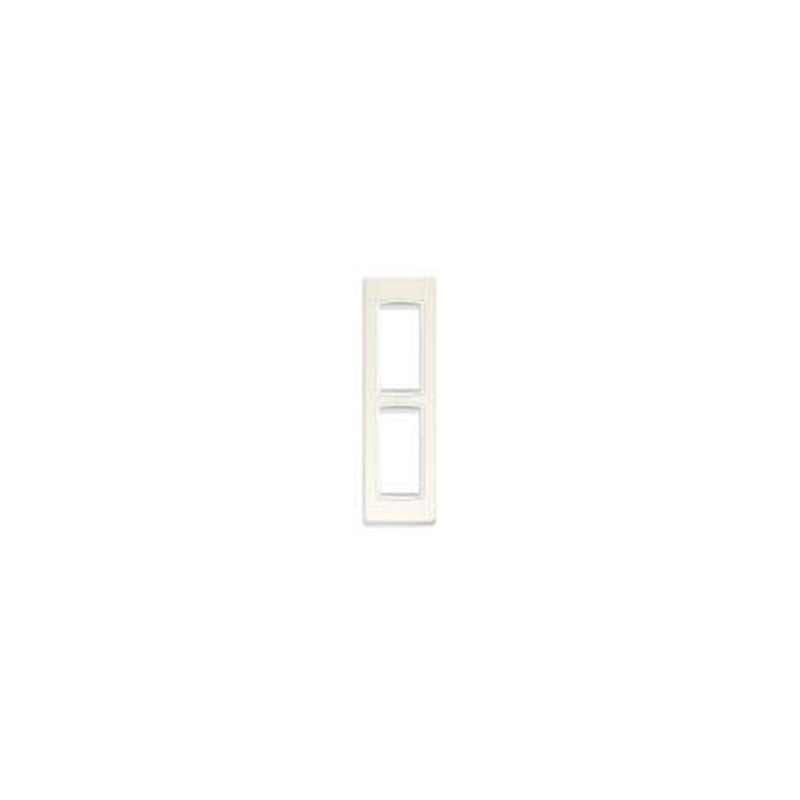Eikon-Total Look Square Cover Plate, Arctic White White Inner Frame, Die-Cast Metal, 2 Module Panel