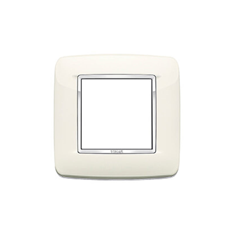 Eikon -Total Look Round Cover Plate, Bright Artic White, Die-Cast Metal, 2 Module